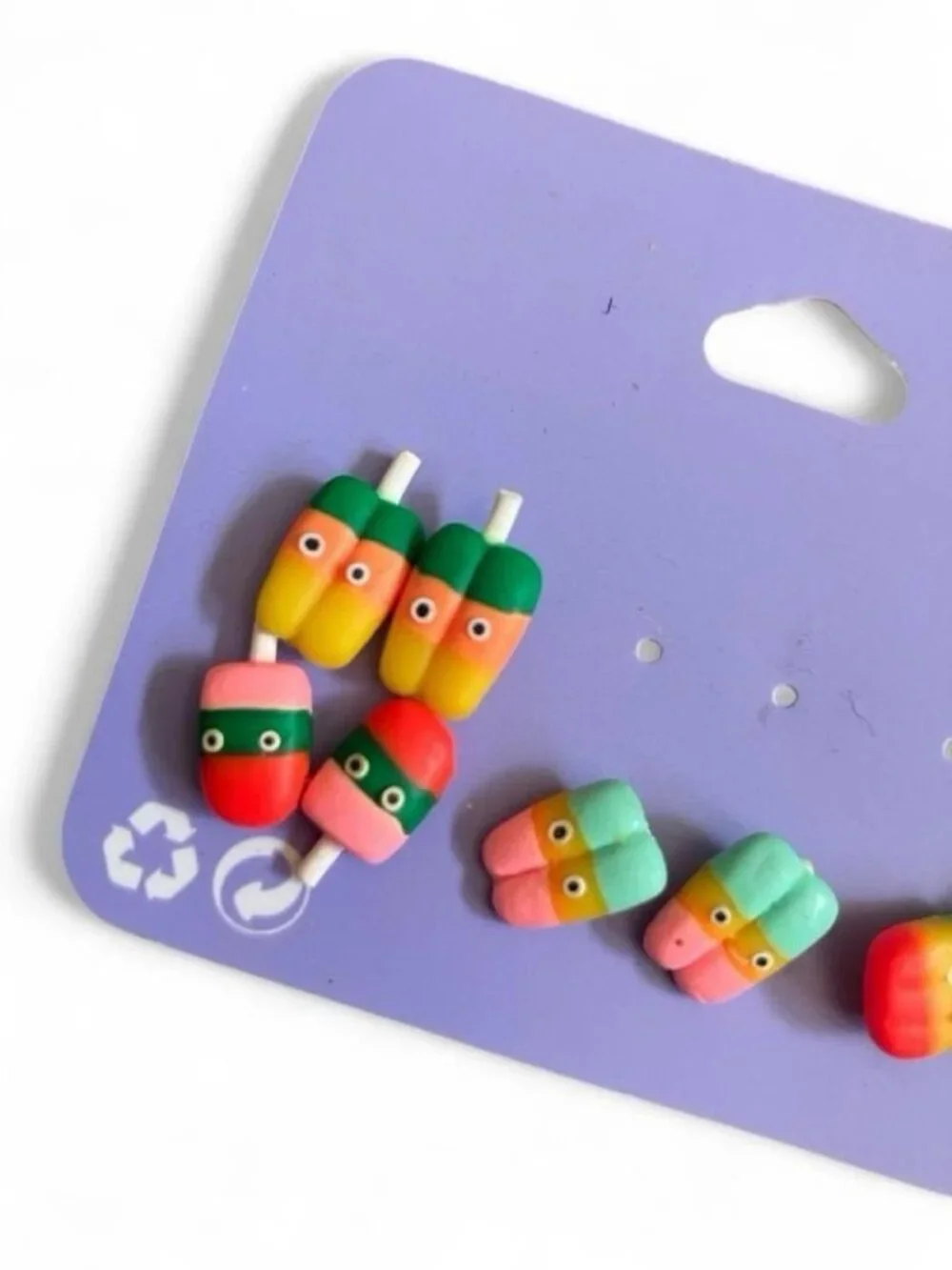 Claire’s Kawaii Popsicle Stud Earrings 4 Pairs Colorful Cute Summer